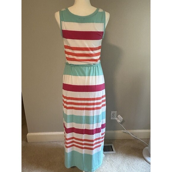 TALBOT’S Striped Maxi Tank Dress with Drawstring Waist Size Medium - Picture 4 of 8